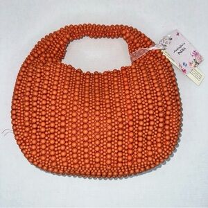 Hand Beaded Purse Orange Artisan Bag India Handmade Viral Unique